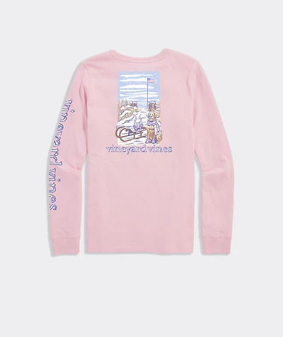 Women's Snow Beach Sled Dog Long-Sleeve Pocket Tee