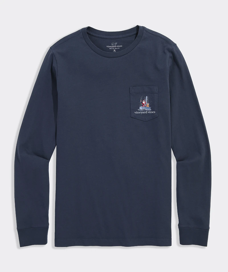 Santa Sailing Long-Sleeve Pocket Tee