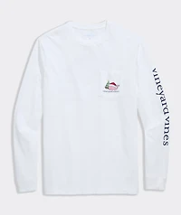 Santa Whale Tree Ornaments Long-Sleeve Pocket Tee