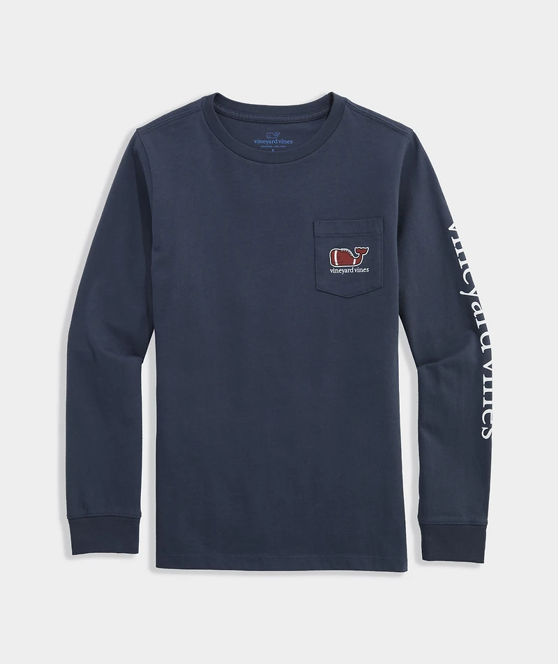 Boys' Football Whale Long-Sleeve Pocket Tee