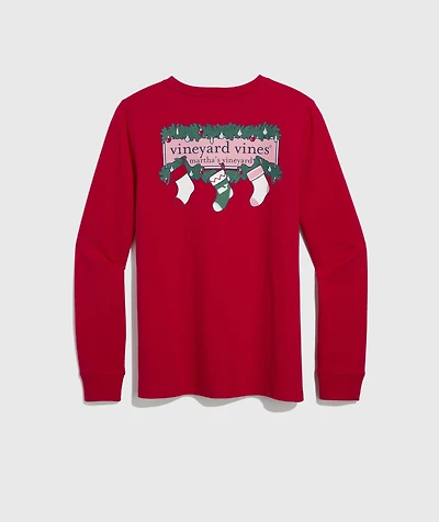 Women's Logo Box Stockings Long-Sleeve Pocket Tee