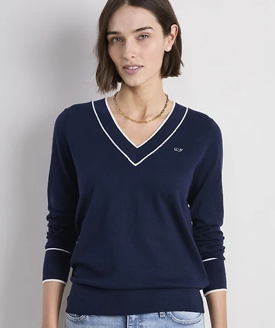 Cotton Cashmere Heritage V-Neck Sweater