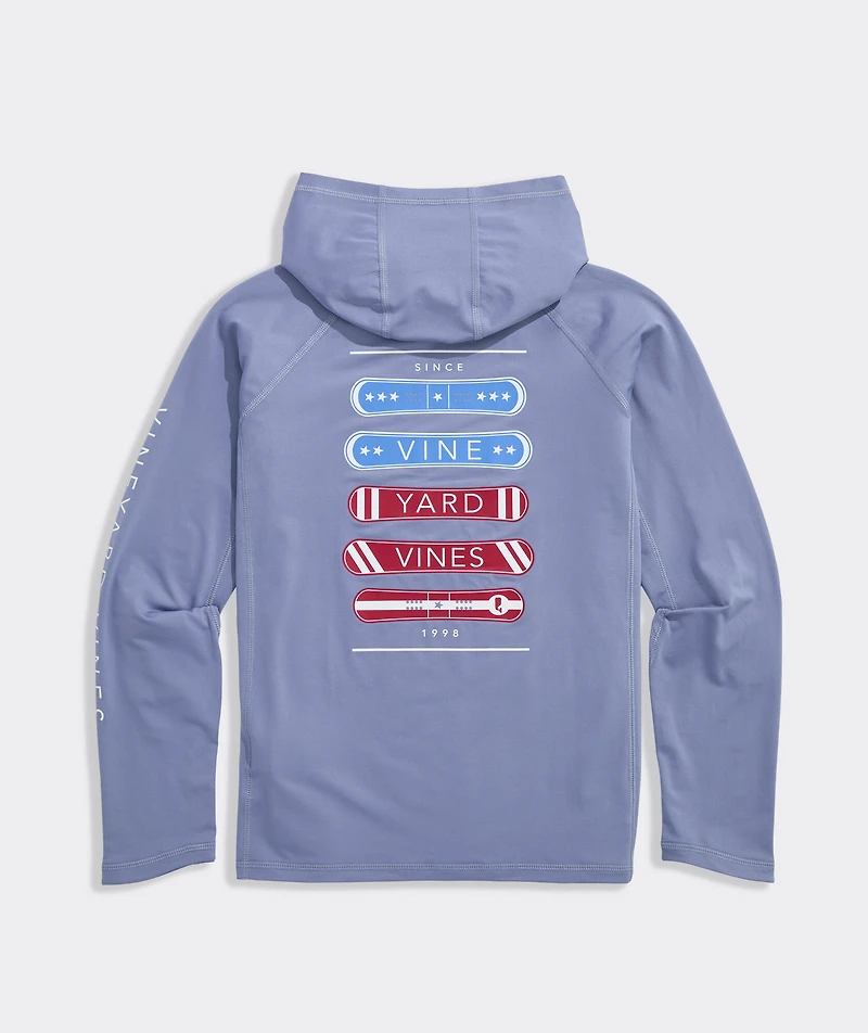 Boys' Performance USA Snowboard Stack Long-Sleeve Harbor Sun Tee