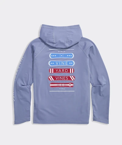 Boys' Performance USA Snowboard Stack Long-Sleeve Harbor Sun Tee