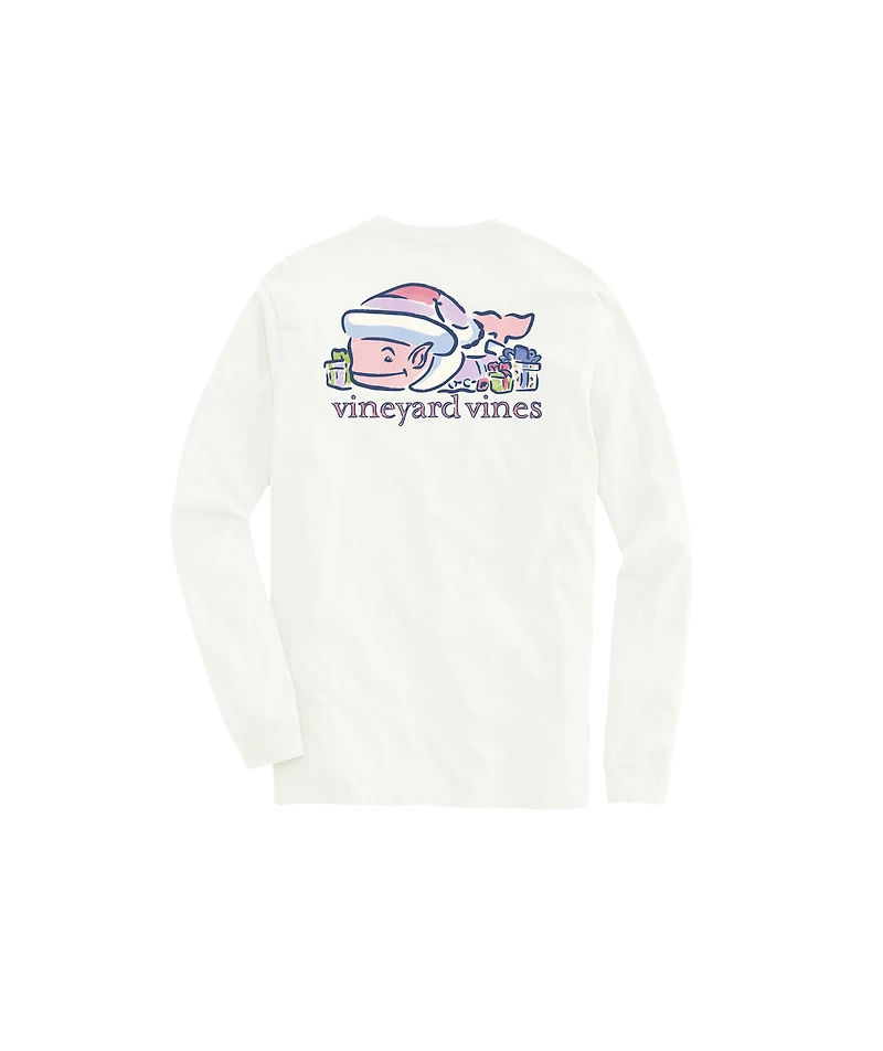 OUTLET Girls' Watercolor Elf Whale Long-Sleeve Pocket Tee