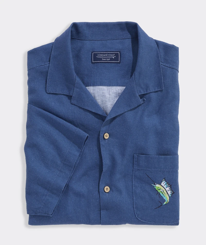 Gasparilla Coastline Linen Blend Short-Sleeve Cabana Shirt
