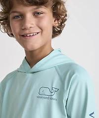 Boys' Whale Outline Harbor Sun Performance Hoodie Tee