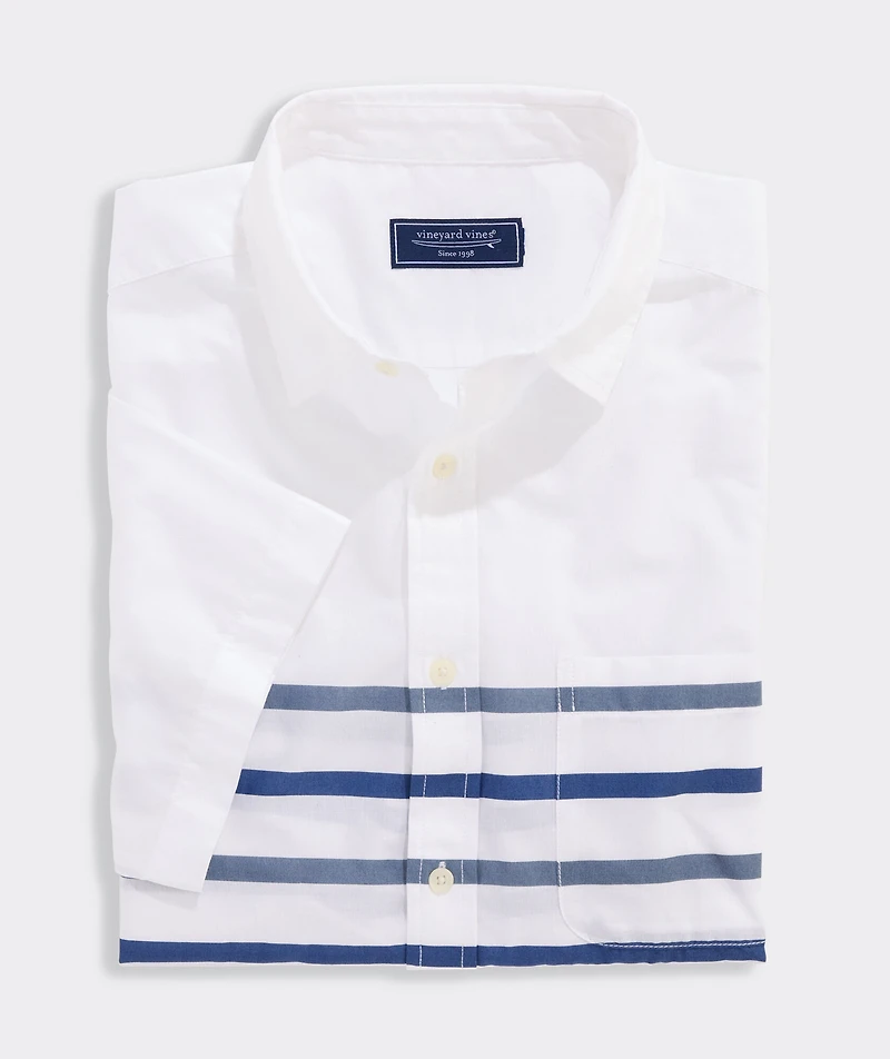 Ash Stripe Cotton Madras Short-Sleeve Shirt