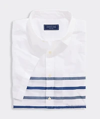 Ash Stripe Cotton Madras Short-Sleeve Shirt