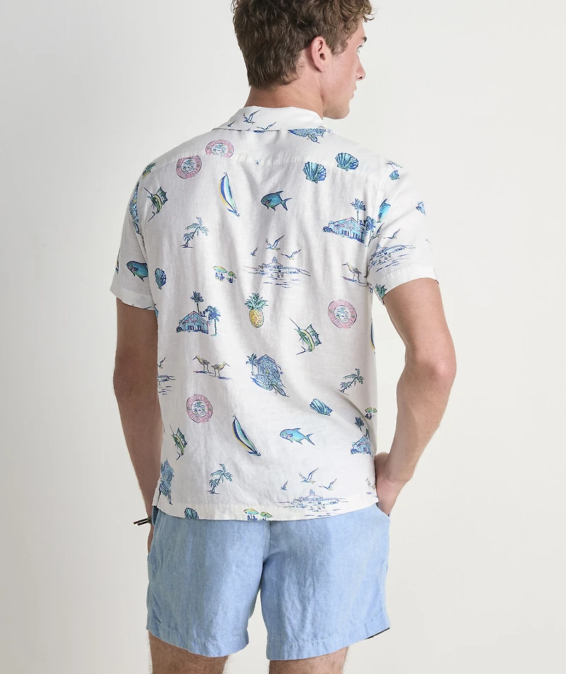 Gasparilla Icons Linen Blend Short-Sleeve Shirt