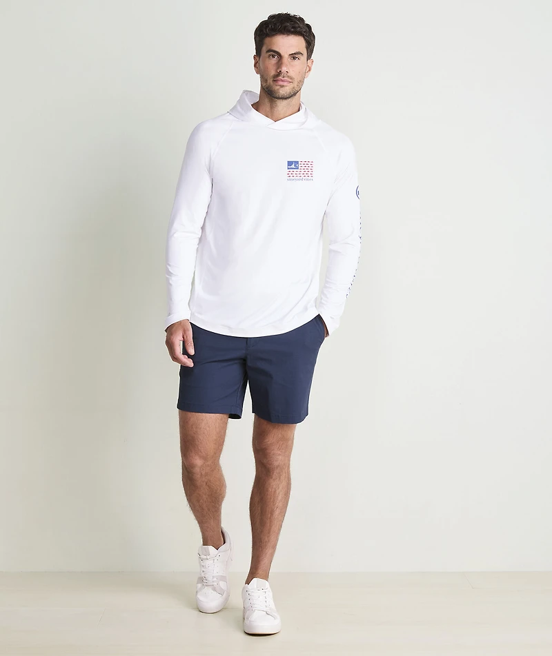 Sportfisher USA Flag Long-Sleeve Harbor Performance Hoodie Tee