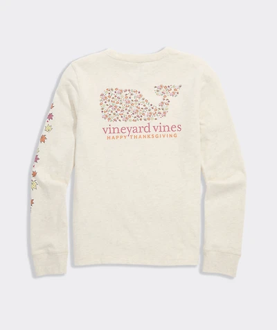 Girls' Thanksgiving Whale Long-Sleeve Pocket Tee