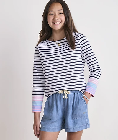 Girls' Jersey Boatneck Long-Sleeve Tee