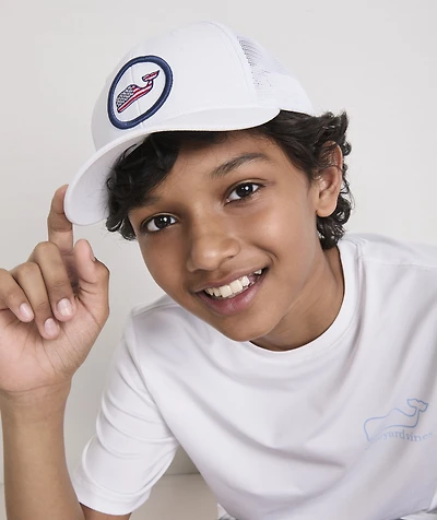 Boys' Flag Whale Dot Trucker Hat