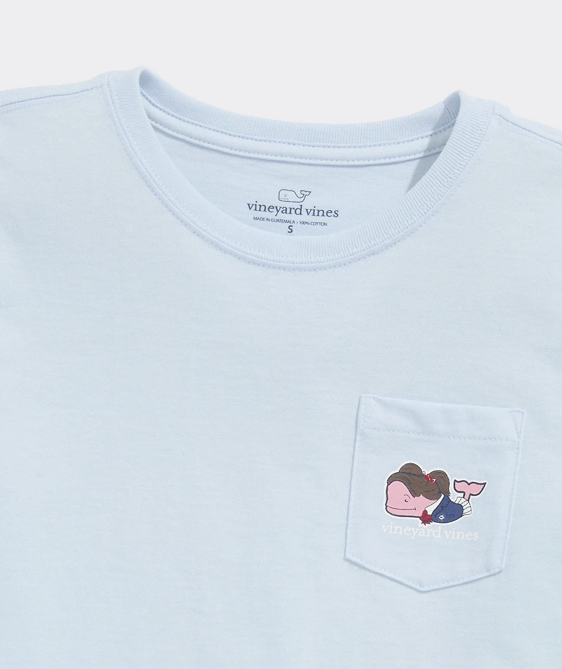 Girls' Glitter Preppy Whale Short-Sleeve Pocket Tee