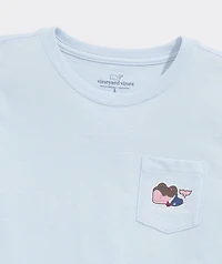 Girls' Glitter Preppy Whale Short-Sleeve Pocket Tee