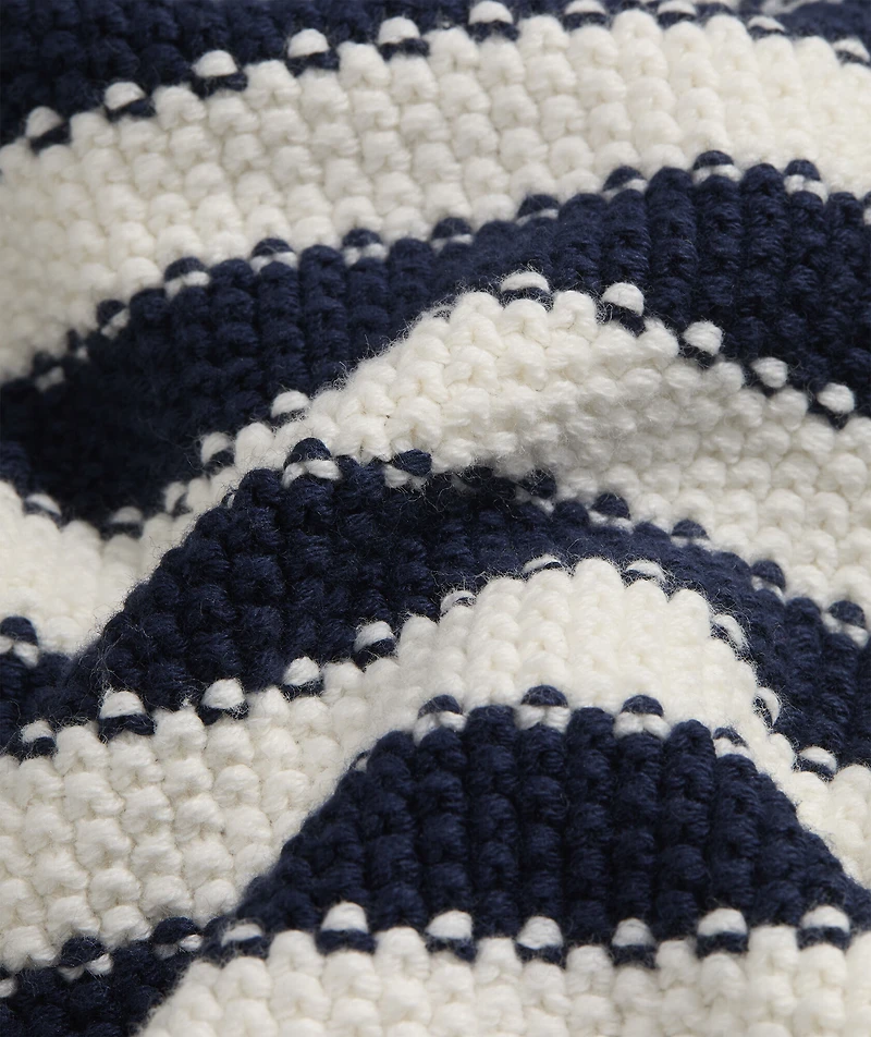 Cotton Stripe Crewneck Cardigan