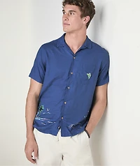 Gasparilla Coastline Linen Blend Short-Sleeve Cabana Shirt