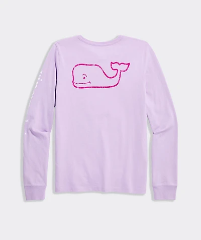Girls' Two-Toned Vintage Whale Long-Sleeve Pocket Tee