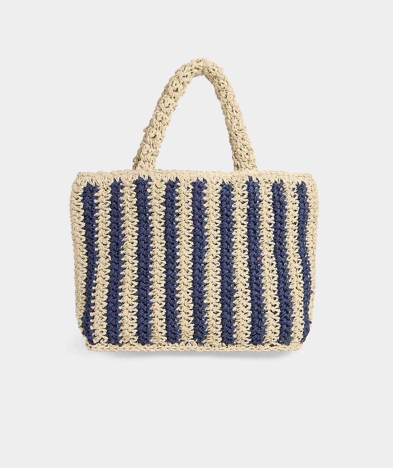 Womens Small Striped Straw Tote
