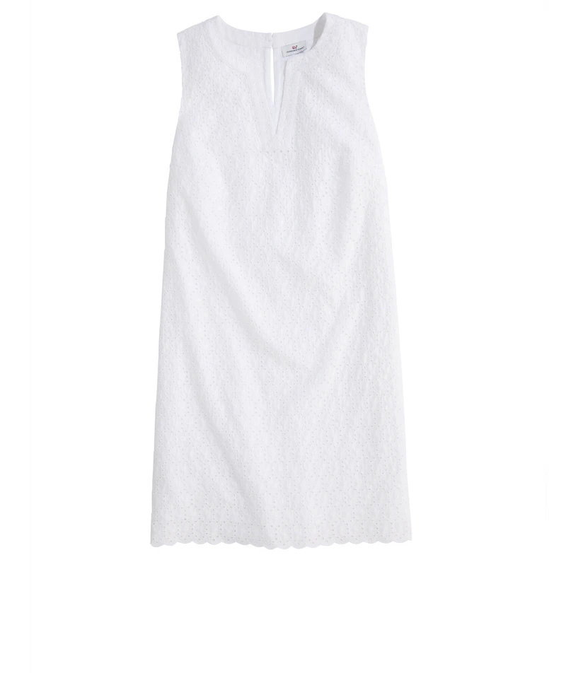 OUTLET Women's Eyelet Scallop Popover Dress