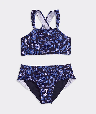 Girls' Ruffle High Neck Two Piece
