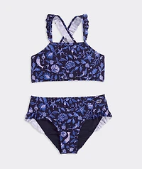 Girls' Ruffle High Neck Two Piece