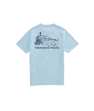 OUTLET Lighthouse Scene Short-Sleeve Pocket Tee