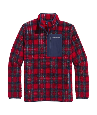 OUTLET Printed Plaid Sherpa Quarter-Zip