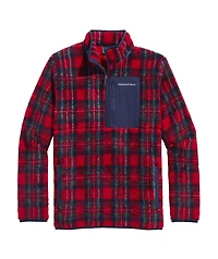 OUTLET Printed Plaid Sherpa Quarter-Zip