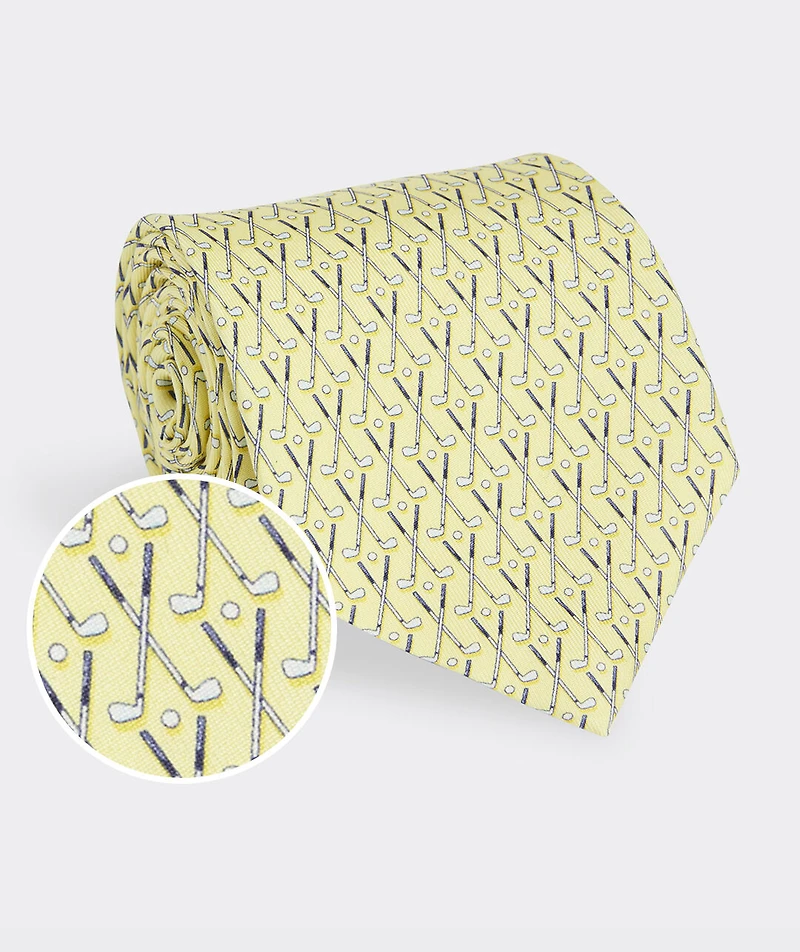 Crossed Golf Clubs Printed Tie