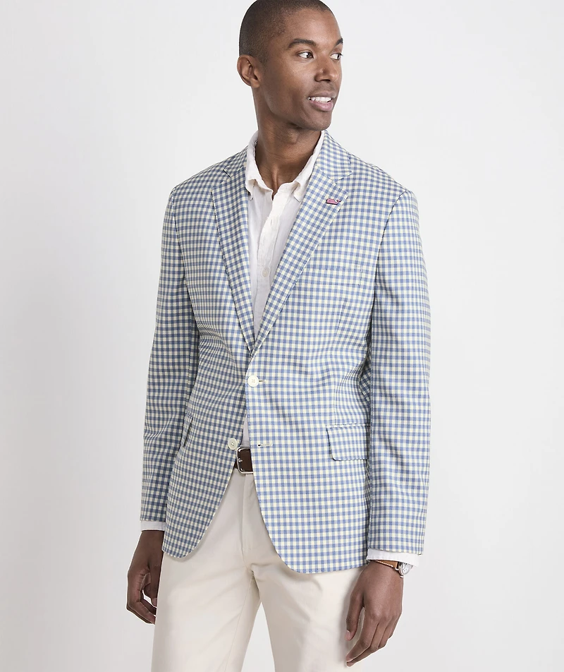 White Bay Gingham Wool Blazer