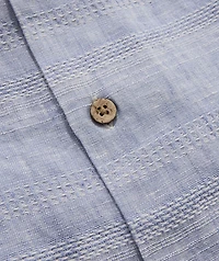 Havana Stripe Linen Short-Sleeve Cabana Shirt