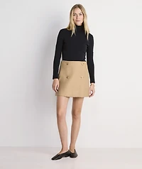 Wool Button-Front Mini Skirt