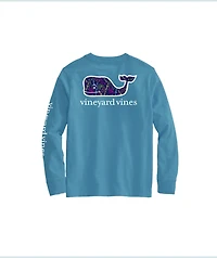 OUTLET Kids' Neon Tossed Ski Whale Long-Sleeve Pocket Tee