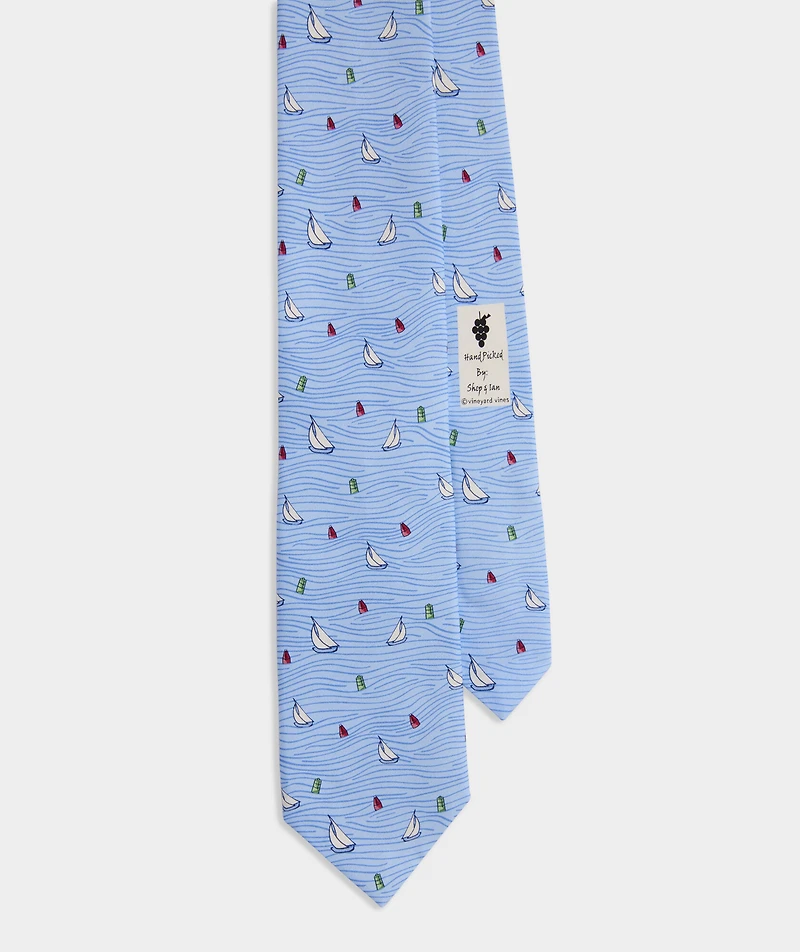 Sailboat Waves Silk Tie