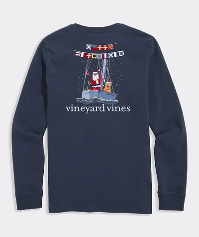 Santa Sailing Long-Sleeve Pocket Tee