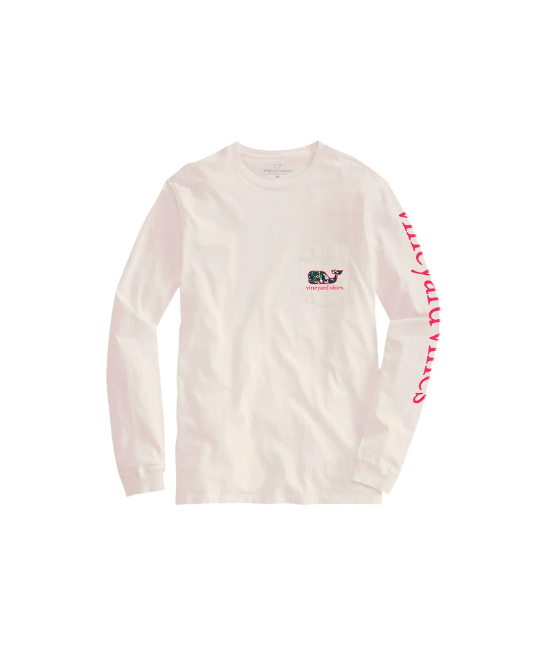 OUTLET Girls Glitter Floral Whale Long-Sleeve Pocket Tee