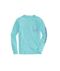 OUTLET Girls' Patchwork Whale Long-Sleeve Pocket Tee