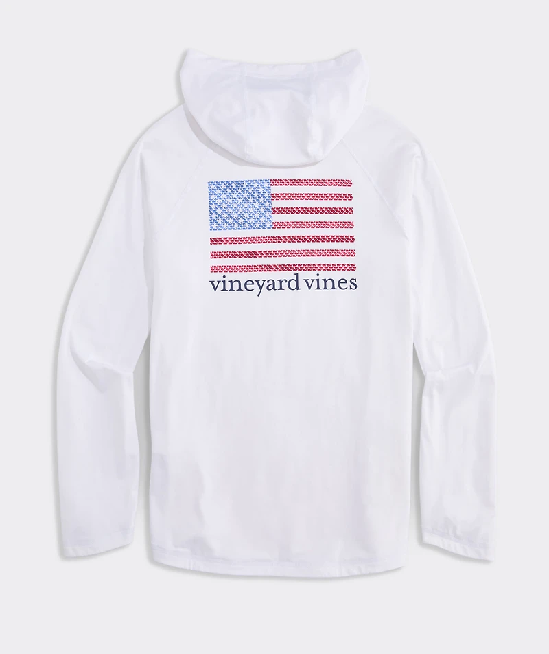 Micro Whale Flag Long-Sleeve Harbor Performance Hoodie Tee