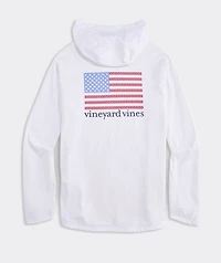 Micro Whale Flag Long-Sleeve Harbor Performance Hoodie Tee