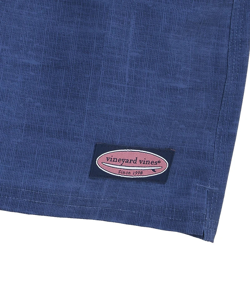 OUTLET 5 Inch Linen Texture Chappy Swim Trunks