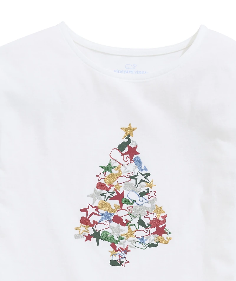 OUTLET Girls' Glitter Tree Boatneck Tee
