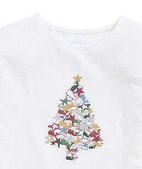 OUTLET Girls' Glitter Tree Boatneck Tee