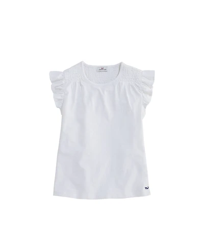 OUTLET Girls' Smocked Flutter Sleeve Tee