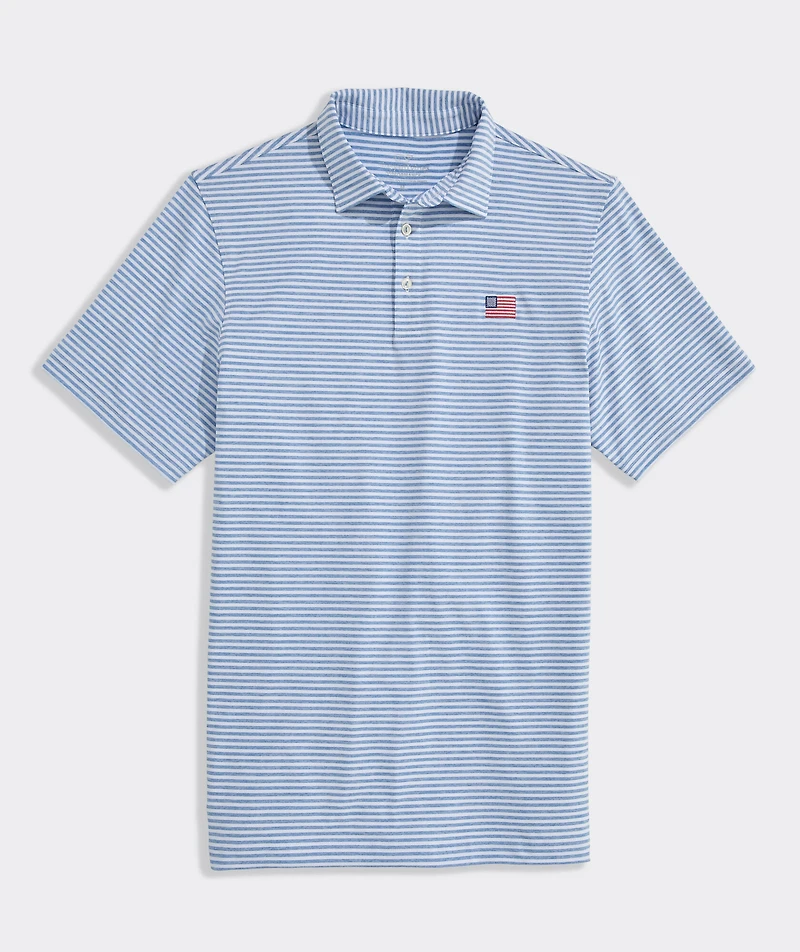 American Flag Performance Winstead Stripe Sankaty Polo