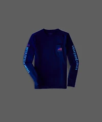 Boys' Glow-In-The-Dark USA Space Whale Long-Sleeve Pocket Tee