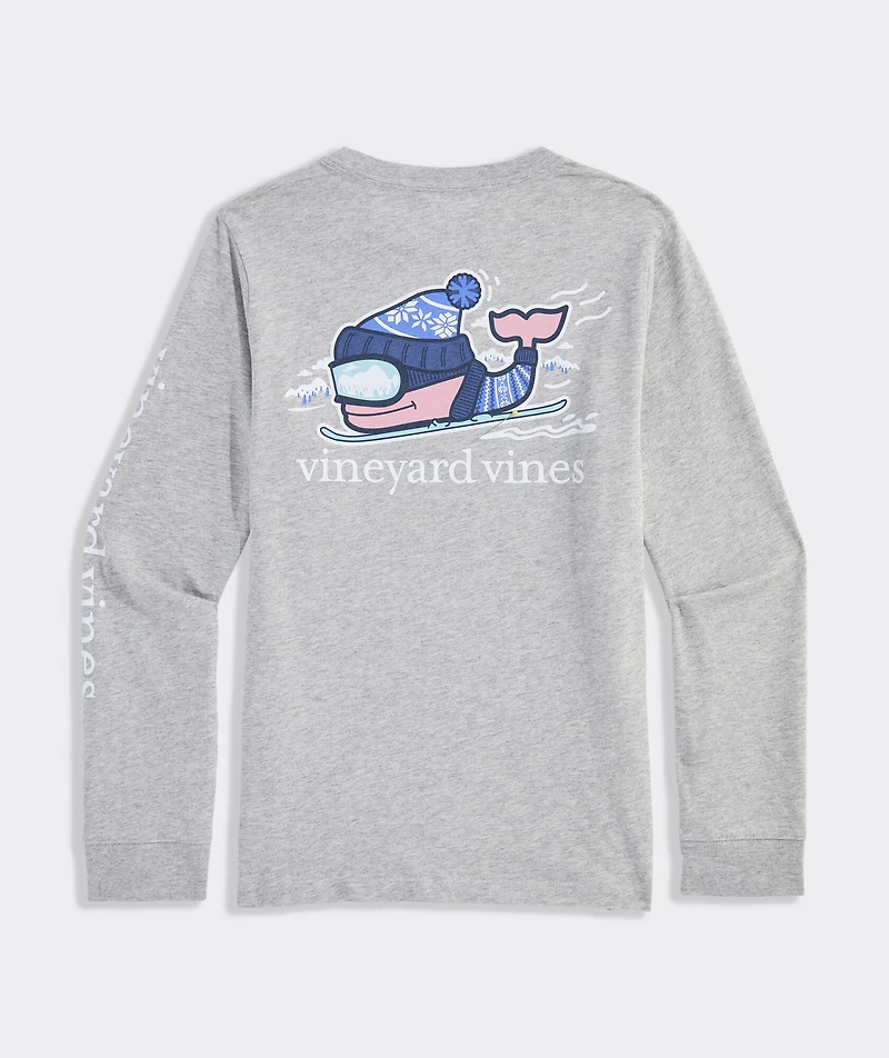 Boys' Downhill Ski Whale Long-Sleeve Pocket Tee