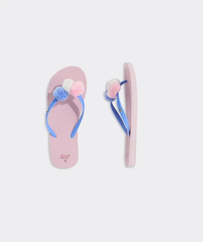 Girls' Pom-Pom Flip Flops