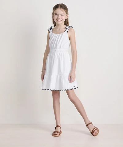 Girls' Poplin Scallop Dress